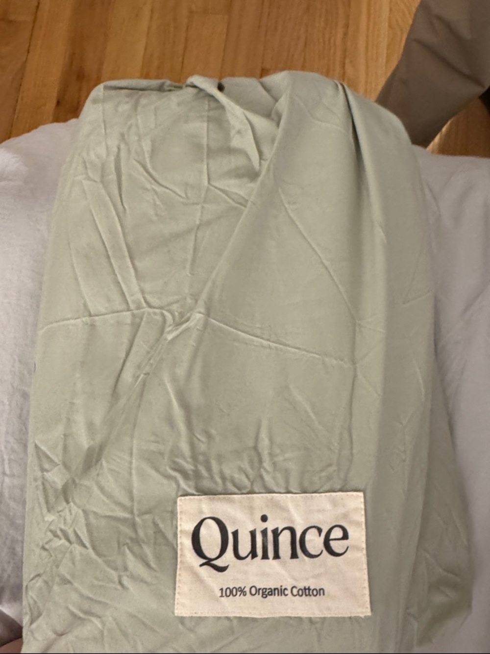 Quince Organic Cotton flat sheet n Sage Green